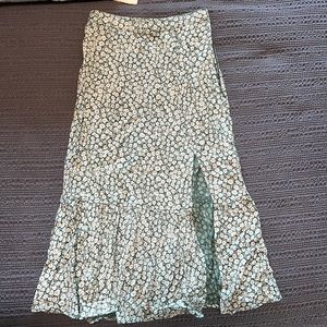 Abercrombie & Fitch Green Floral Midi Skirt